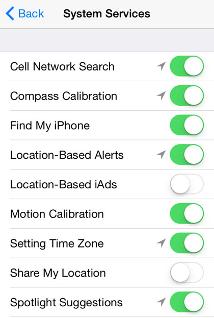 privacy iOS 8 iPhone system services”  title=
