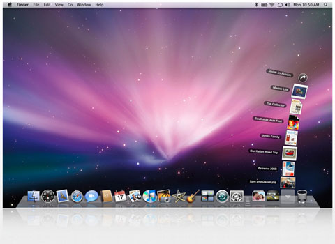 screen shot of os x leopard desktop showing file stacks