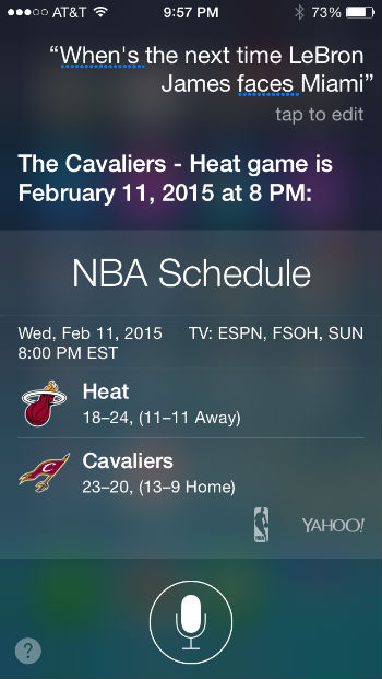 Sports questions to ask Siri.