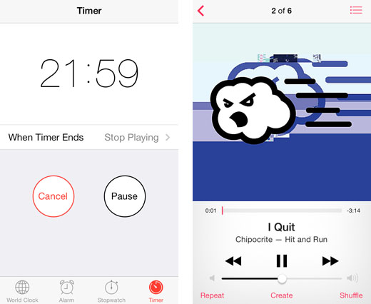 music sleep timer iOS built-in
