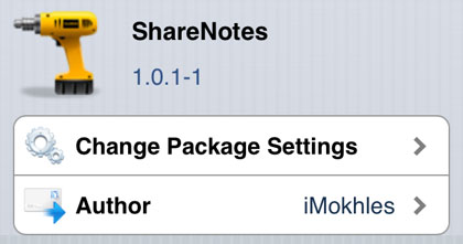 ShareNotes tweak Cydia iOS