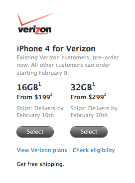 pre-order the verizon iphone now