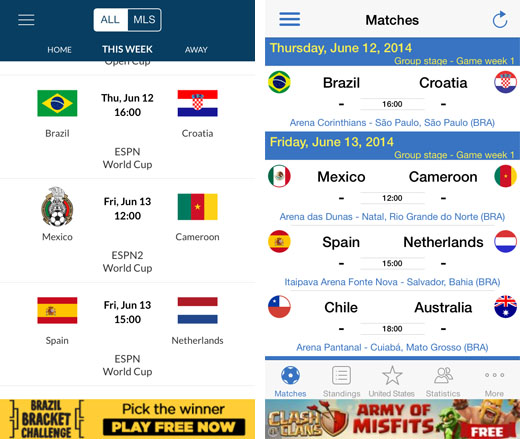 Live World Cup results