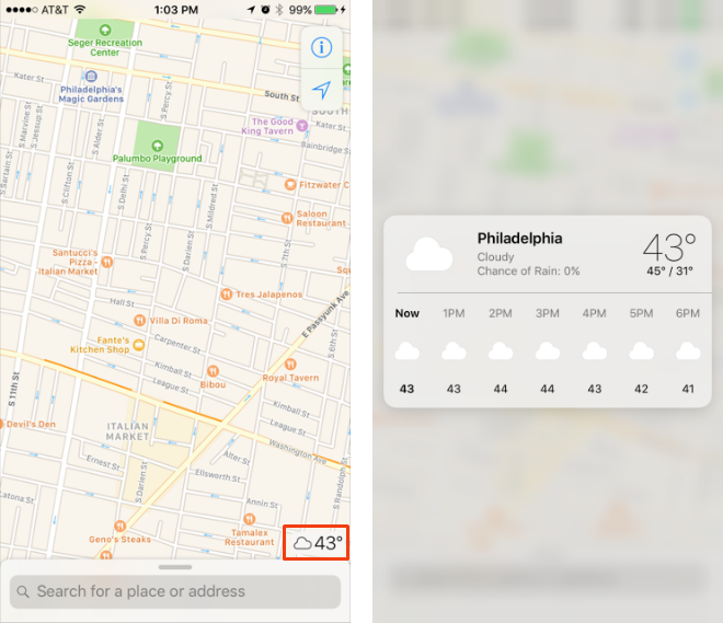 See weather forecast in Maps in iOS 10.3.