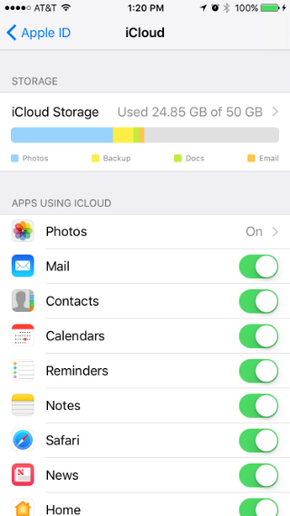 Graphic of iCloud usage in iOS 10.3.