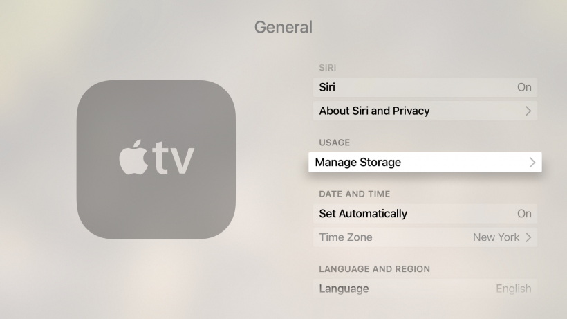 Manage storage on Apple TV