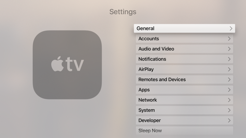 Apple TV Settings General