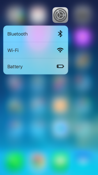 iOS 9.3 3D Touch shortcuts for Settings. iOS 9.3 3D Touch shortcuts for Settings.