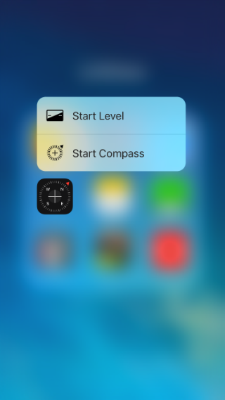 iOS 9.3 3D Touch shortcuts for Compass.