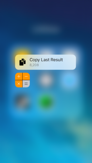 iOS 9.3 3D Touch shortcuts for Calculator.