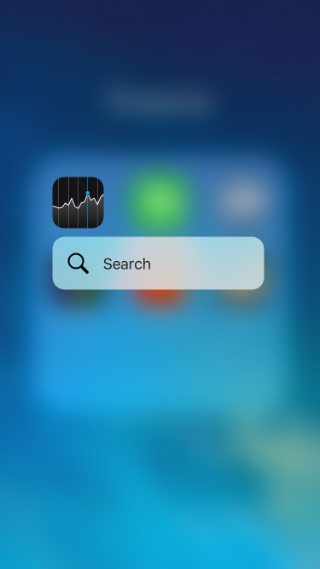 iOS 9.3 3D Touch shortcuts for Stocks.
