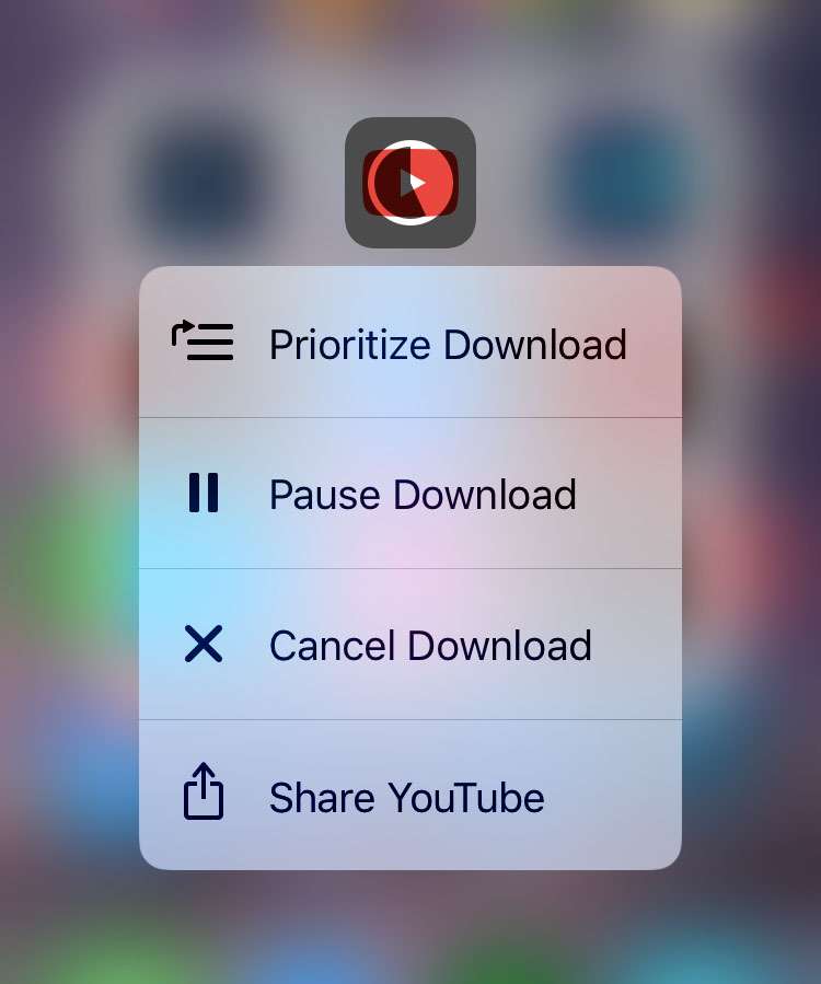 3D Touch app update shortcuts