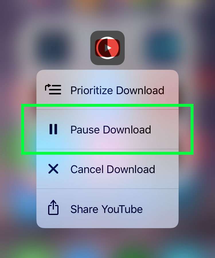 3D Touch app update pause