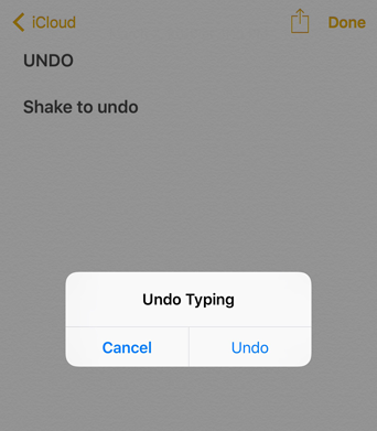 Shake to undo iOS