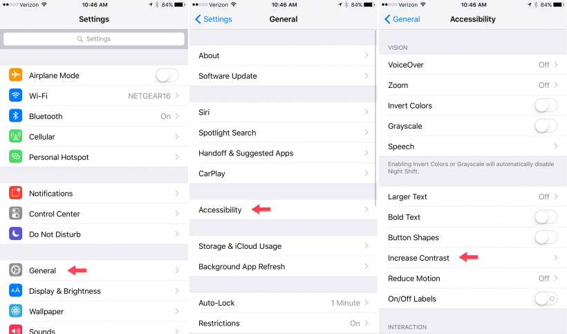 iOS increase contrast