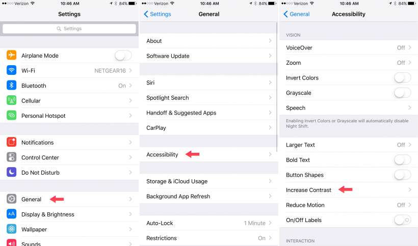 iOS increase contrast iOS increase contrast