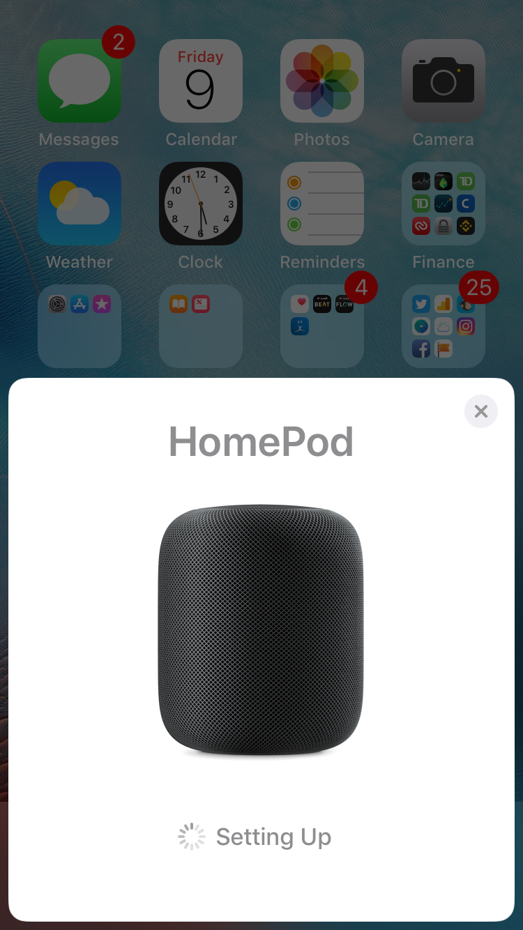 homepod setup stalling