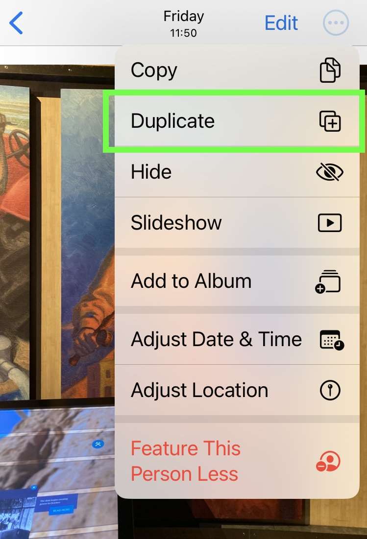 Duplicate an iPhone photo