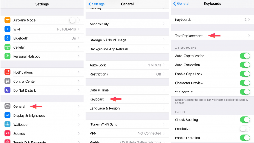 Settings replace text iOS