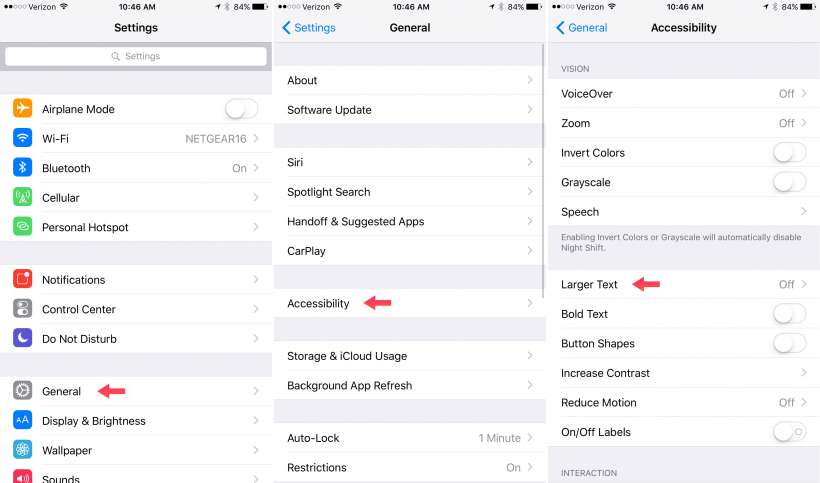iOS larger text iOS larger text