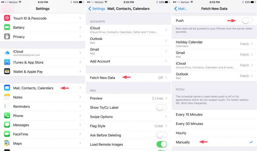 iOS Mail fetch