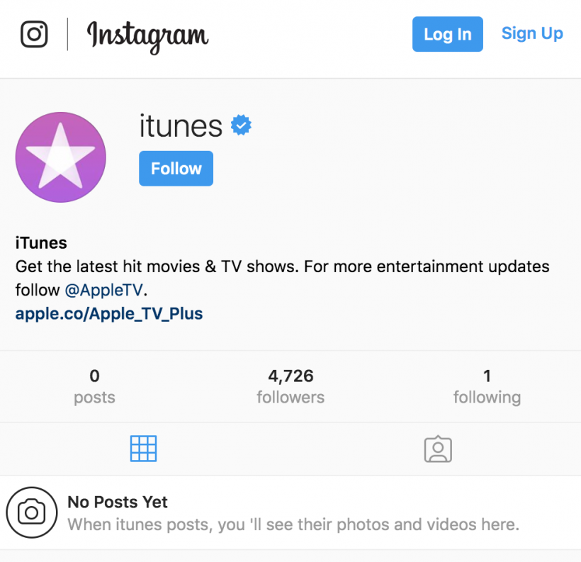 iTunes Instagram No Posts Yet