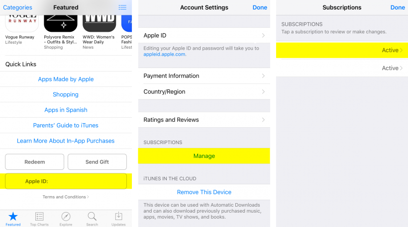 Manage subscriptions iOS