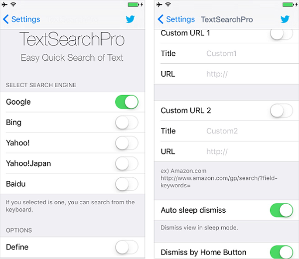 TextSearchPro settings TextSearchPro settings