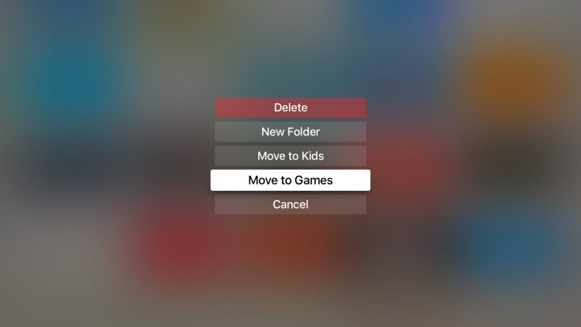 tvOS 9.2 folder menu tvOS 9.2 folder menu