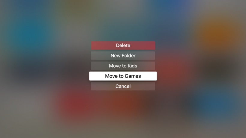 tvOS 9.2 folder menu