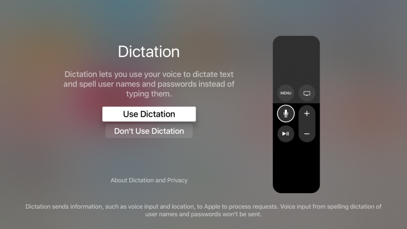 tvOS 9.2 dictation