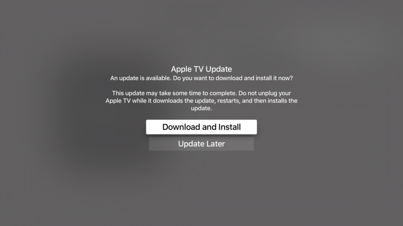 tvOS update found tvOS update found