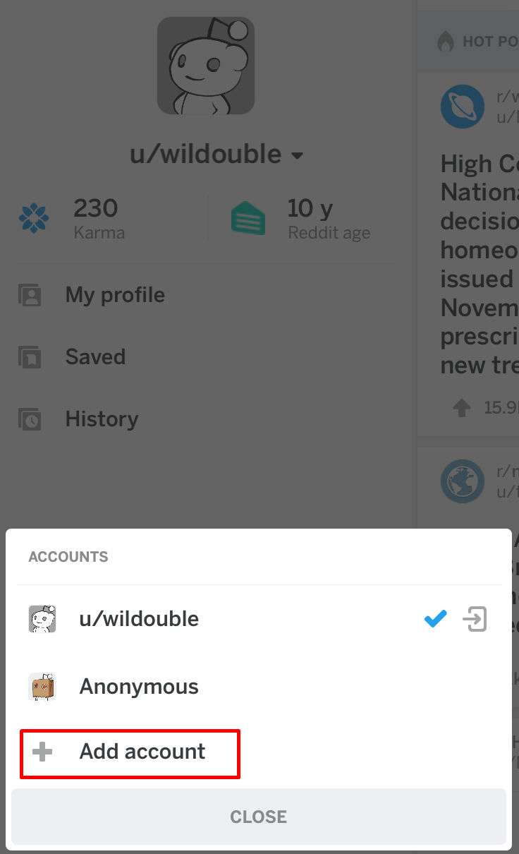 Reddit App Add Account