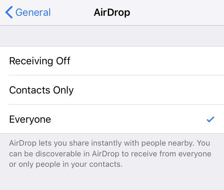 AirDrop Settings 2