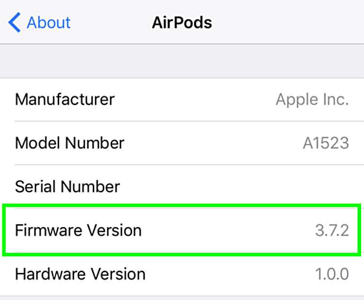 AirPods firmware