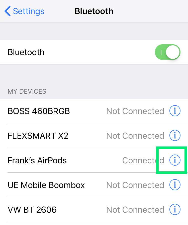 Rename AirPods on iPhone Settings 2