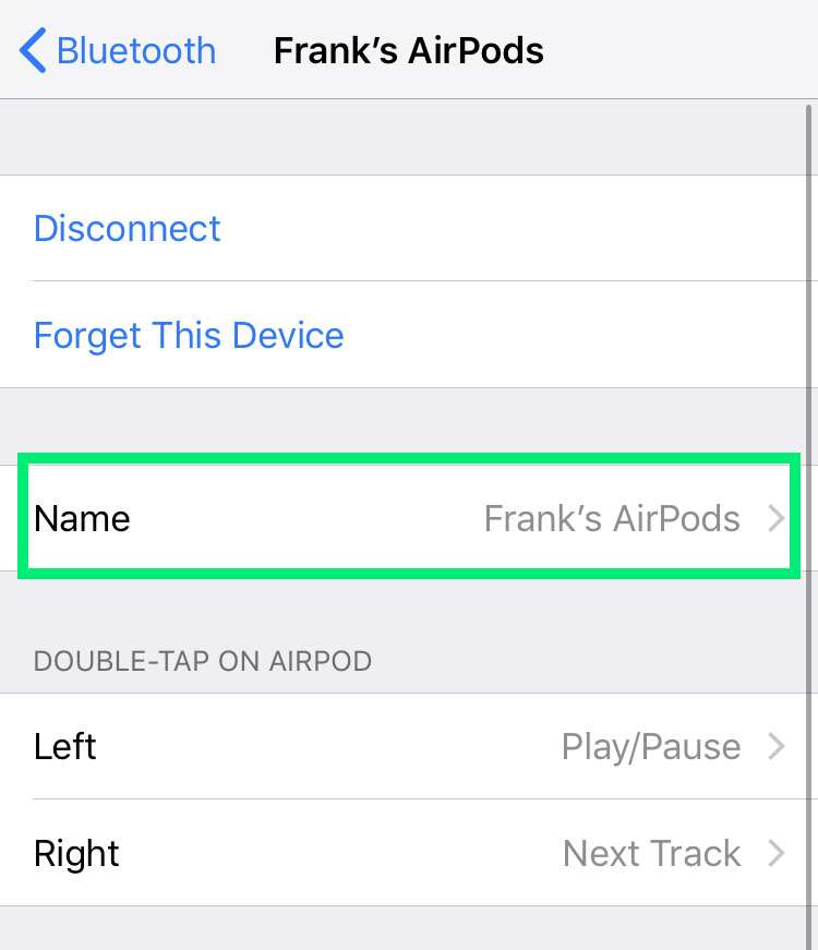 Rename AirPods on iPhone Settings 3