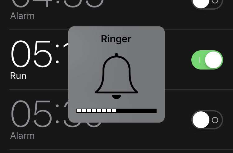 Change volume iOS alarm ringer pop-up
