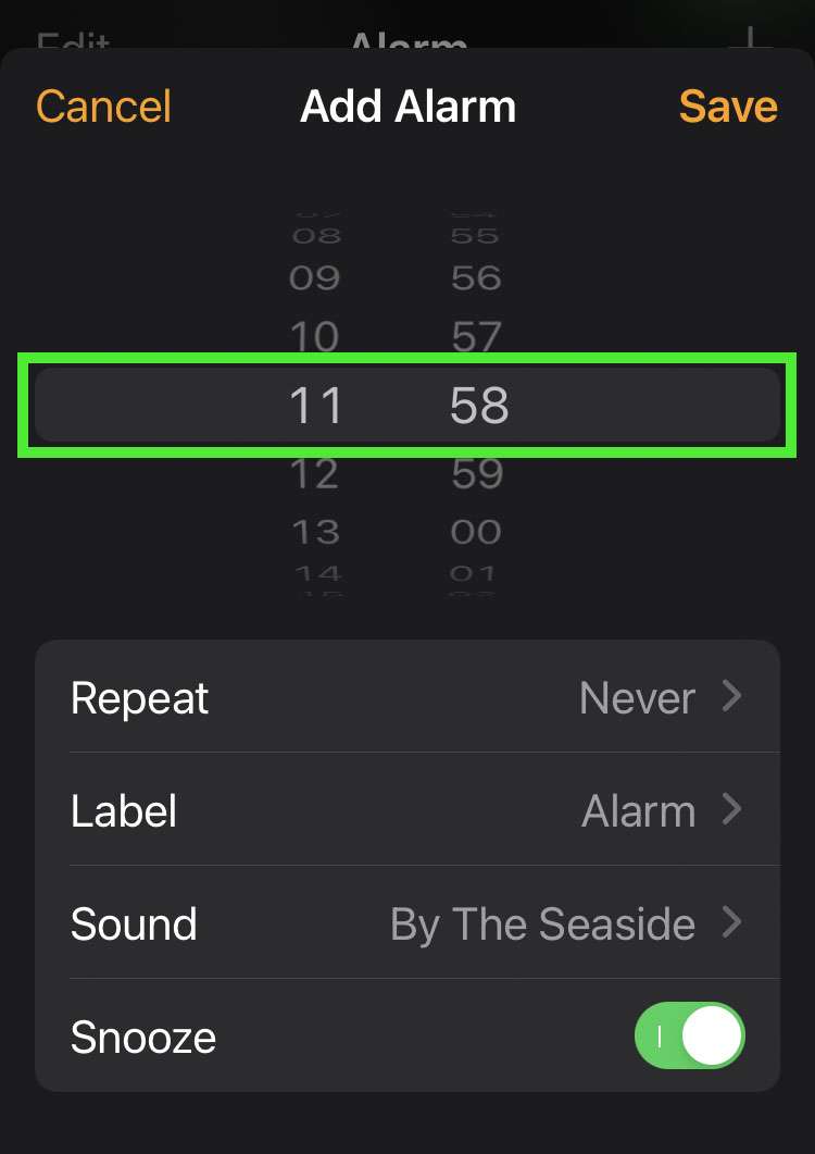 Alarm time picker dial Alarm time picker dial
