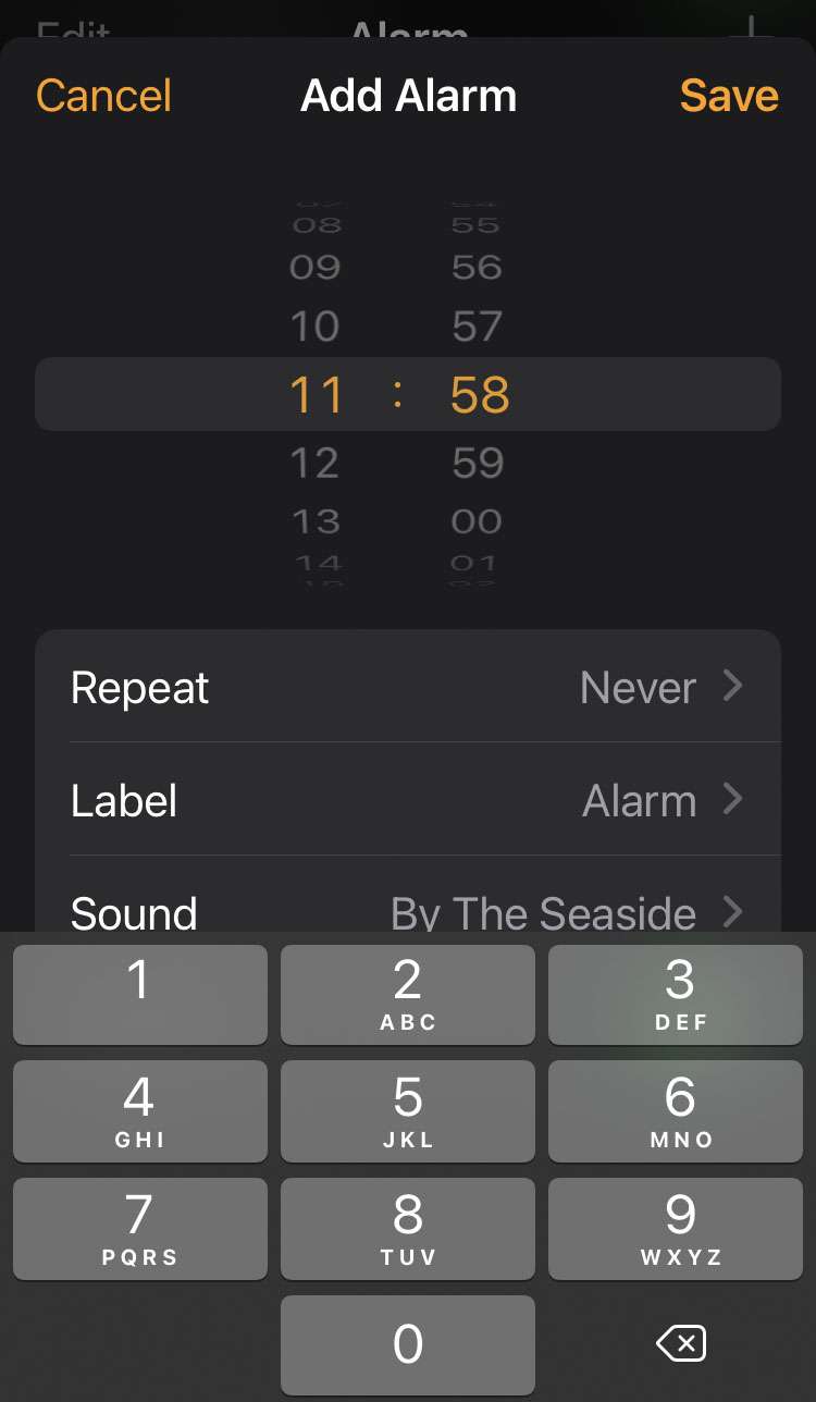 Alarm time picker keypad