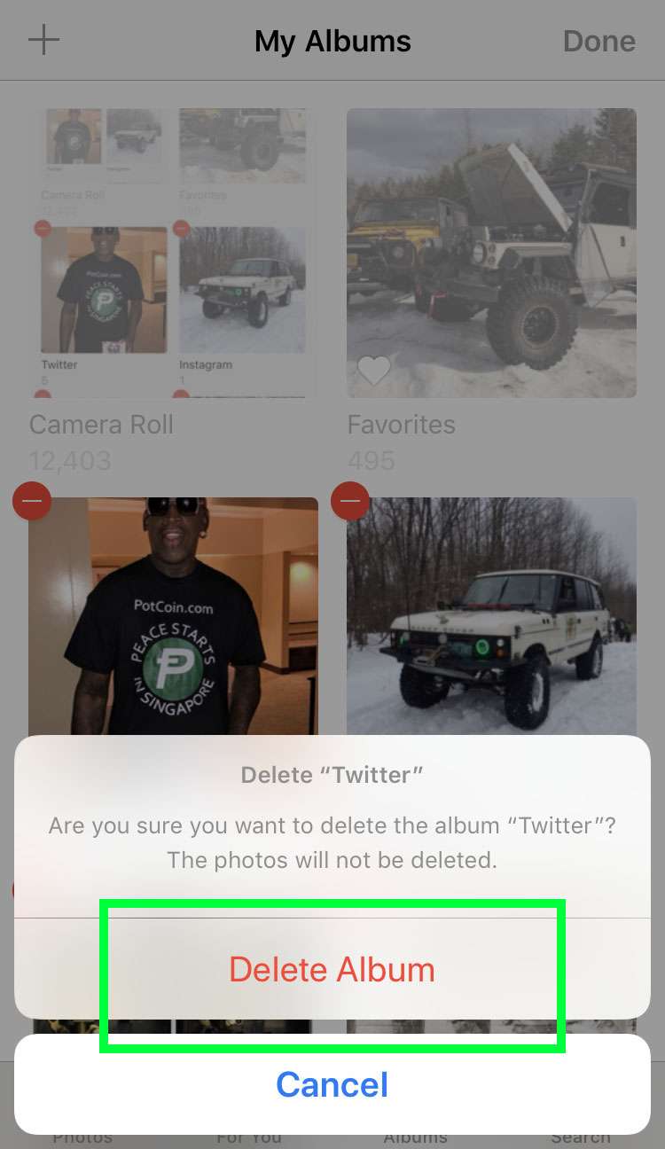 iOS Photos delete album 5