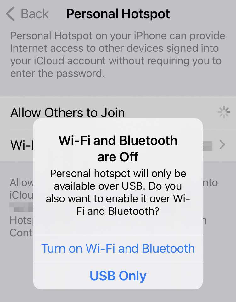 Reconnect for Personal Hotspot