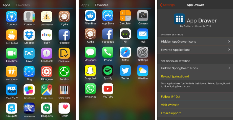 Android App Drawer iOS 9