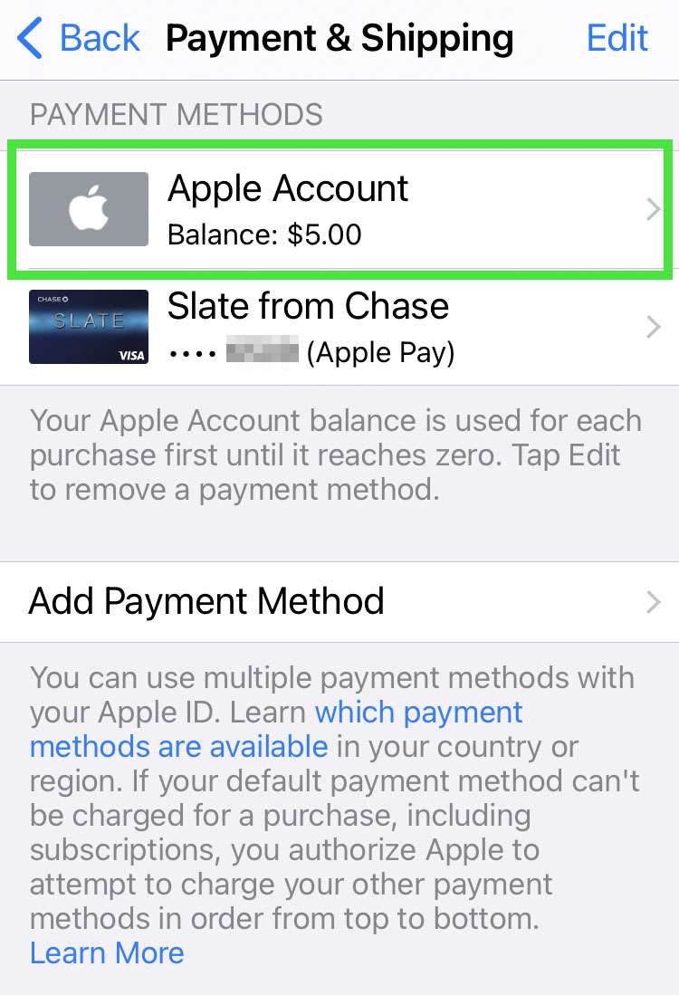 Apple Account check credit balance 6