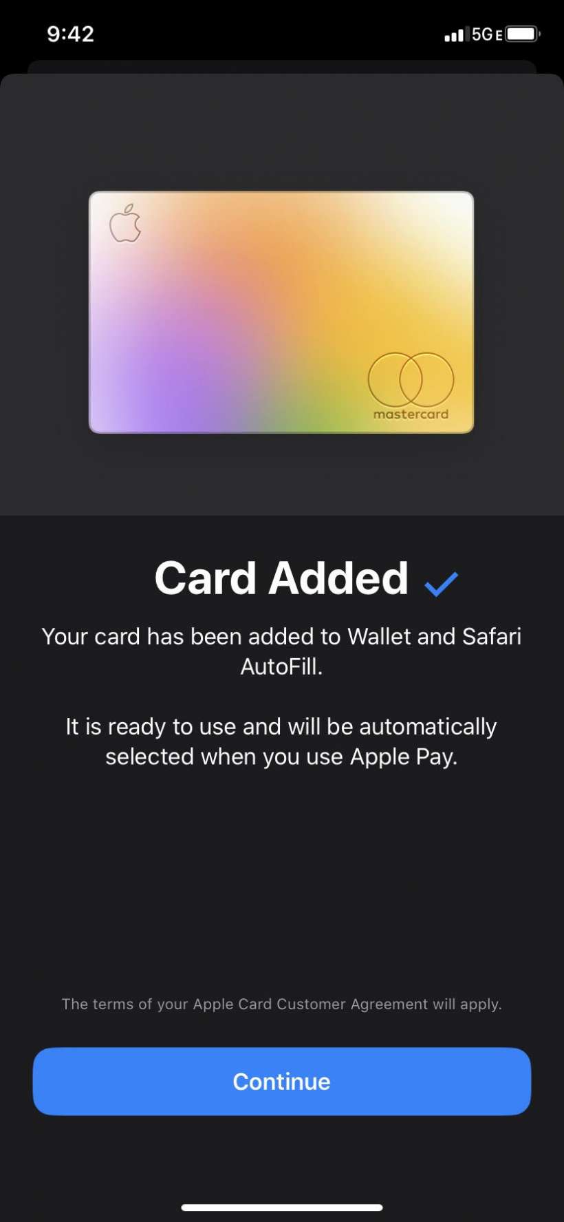 Card Added Apple Card Added