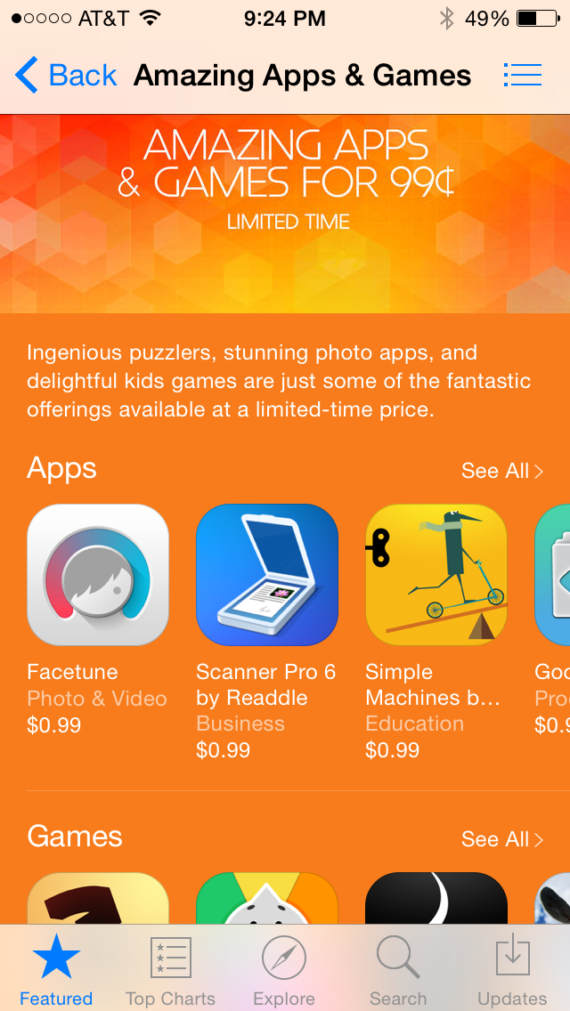 App Store launches "Amazing Apps & Games for 99¢."