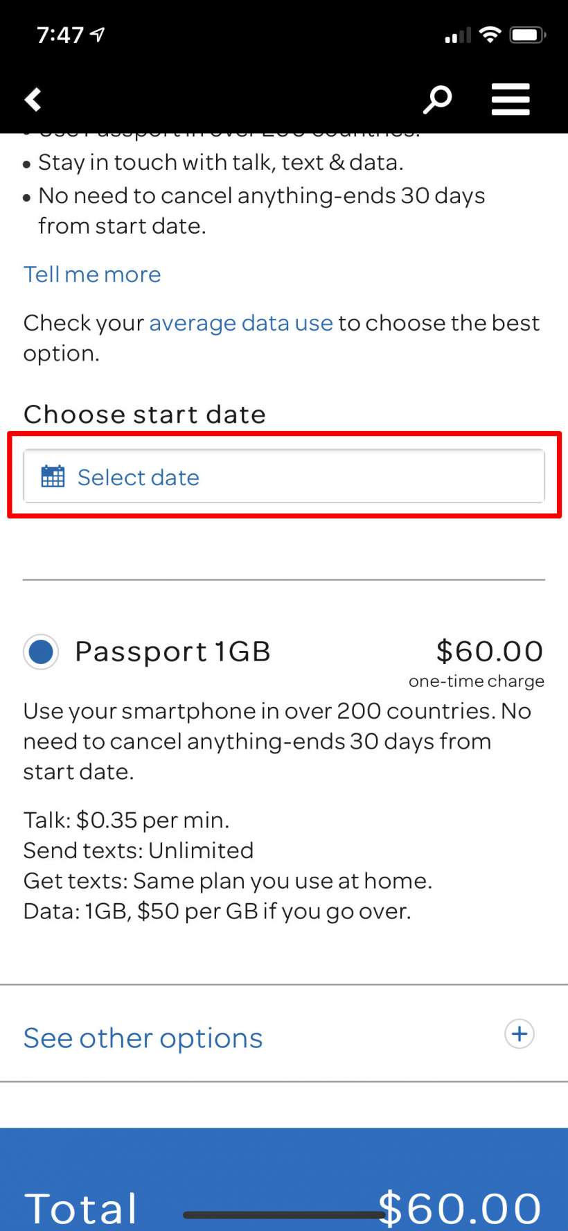 How to enable AT&T Passport for international travel on iPhone.