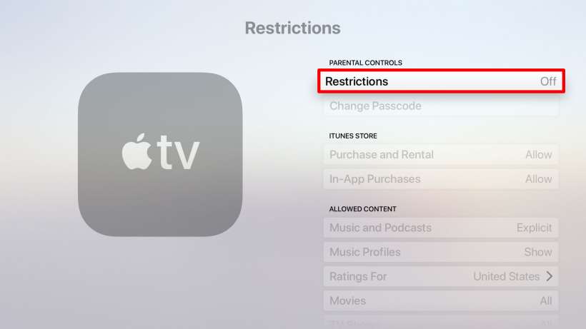 How to set parental restrictions on Apple TV.