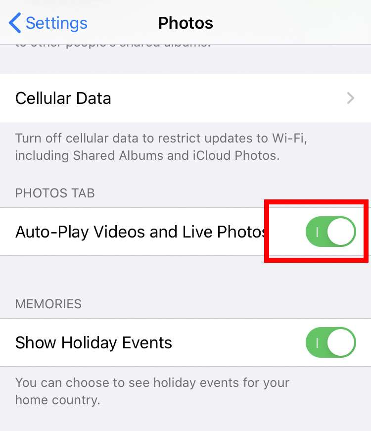 Photos autoplay iPhone