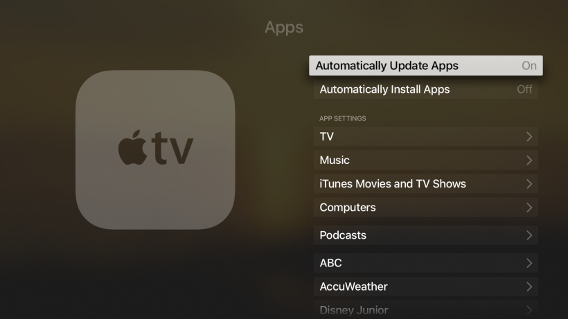 Disable auto app updates Apple TV 4G Disable auto app updates Apple TV 4G